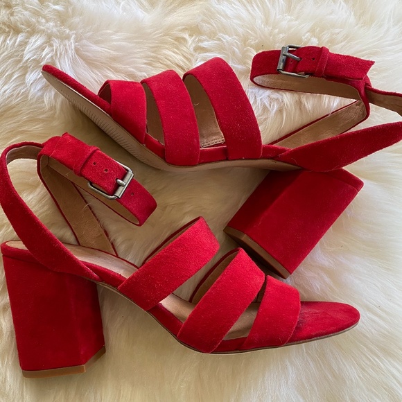 MADEWELL Red triple-strap block heel sandal NIB - Picture 4 of 10